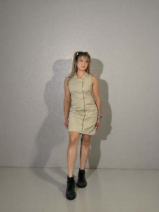 Michael Kors Dresses & Skirts - Michael Kors Sleeveless Khaki Full-Zip Utility Dress w. Cut-Out Detail, Size 4
